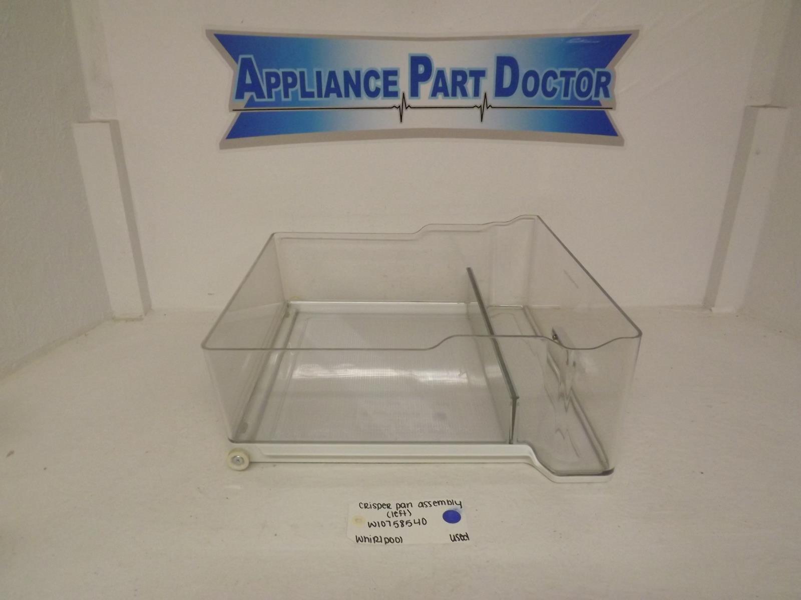 Whirlpool Refrigerator W10758540 Crisper Pan Assembly (Left) Used Whirlpool Refrigerator W10758540 Crisper Pan Assembly (Left) Used